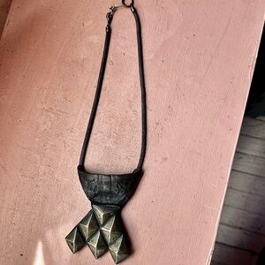 Vintage Moroccan Silver and Leather necklace